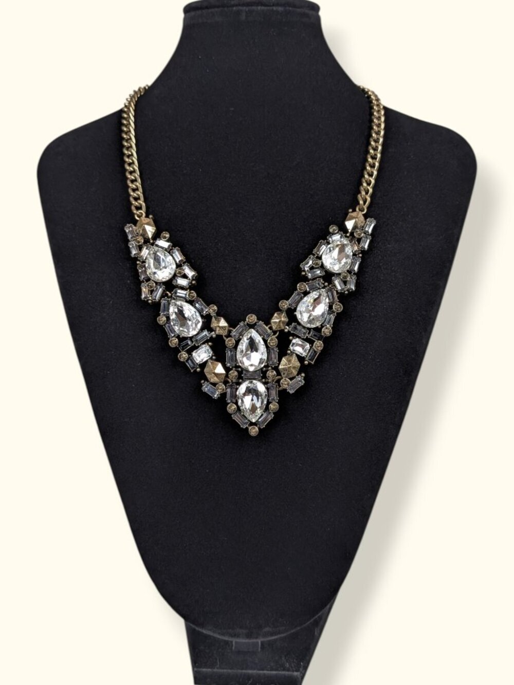 Rhinestone Accent "V" Statement Necklace